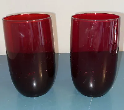 Buy Vintage Ruby Red Glassware Tumblers Drink Ware 8oz Set Of (2) • 9.63£