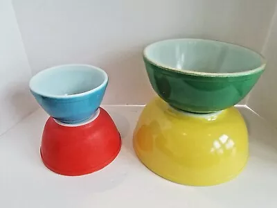 Buy 1940's Pyrex Primary Colors Original Mixing Nesting Bowls ~ Set Of 4 ~ Vintage • 124.68£
