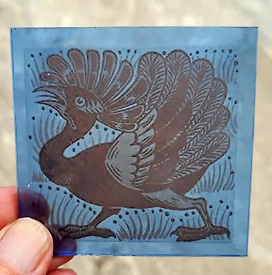 Buy Stained Glass Turkey Bird Traditional Kiln Fired 7.5 Cm X 7.5 Cm Blue Glass • 20£