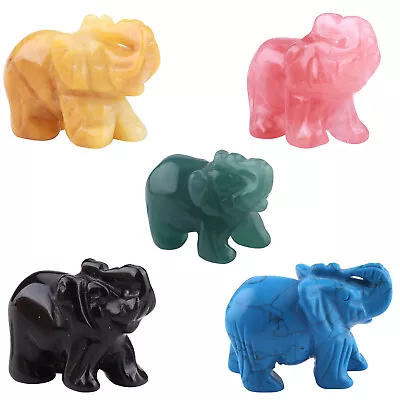 Buy Elephant Figurine Statue Natural Healing Jade Ornament For Home Office Decor • 4.99£