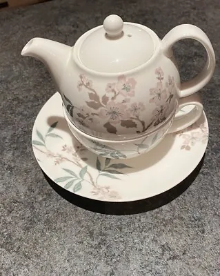 Buy Laura Ashley Home Bone China Tea For One Set Pot Cup Saucer Cherry Blossom • 8.99£
