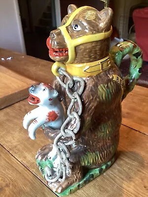 Buy Staffordshire Pottery Bears Grease Tea Pot With Grizzly Bear And Dog 12” Tall • 27£