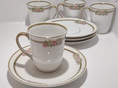 Buy 4 Sets Antique Theodore Haviland Limoges France Pink Demitasse Cups And Saucers • 43.16£