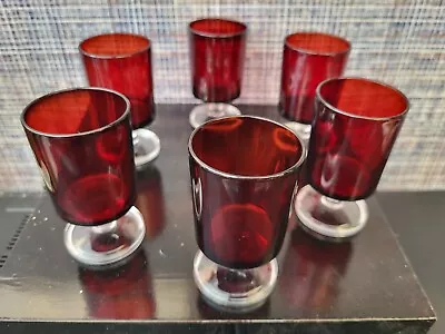 Buy Luminarc Glasses Ruby Red  Sherry,Port,Liqueur Vintage 1970's French • 8.50£