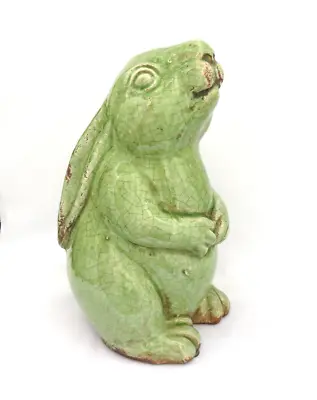 Buy Vintage Green Crackle Glaze Pottery Bunny Rabbit  11 3/4  Tall • 41.84£