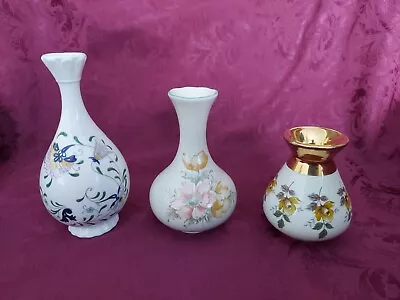 Buy 3x Small Vases Prinknash Pottery Yellow Roses, Coalport Pegeant, M&s Anemone  • 5£