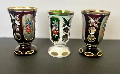 Buy Vintage Bohemian Glass Vase, Czechoslovakia Bohemia Glass Vase/ Lot Of 3 • 113.85£