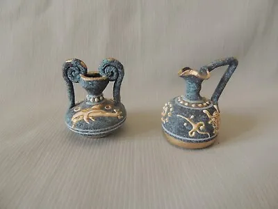 Buy 2 Greek Miniatures Ceramic Vases Dolphin- Minotaur Ancient Era • 21.89£