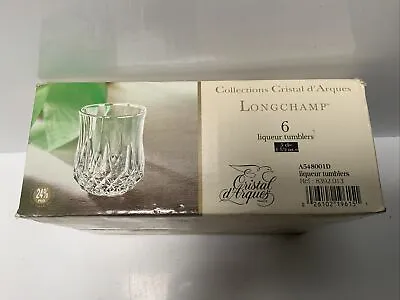 Buy SET 6 CUT GLASS CRISTAL D'ARQUES LONGCHAMP LIQUEUR TUMBLERS 5cl IN BOX • 15£