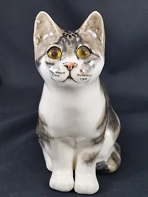 Buy Older Jenny Winstanley Pottery Size 3 Cute Cat With Cathedral Glass Eyes Signed • 75£
