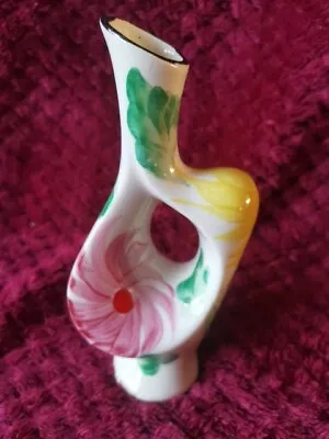 Buy RARE Arthur Wood Mid-Century  Pottery Vase Abstract Shape Hand Painted Floral  • 15£