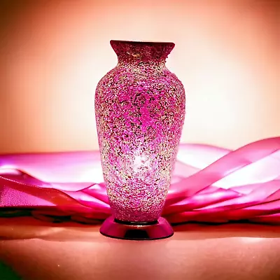 Buy Vase Table Desk Bedside Lamp Pink Rose Mosaic Glass Crackle Effect   79PR • 49.99£