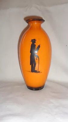 Buy Vintage Bohemian Orange Tango Silhouette Glass Vase • 20£