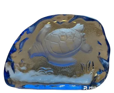 Buy Recycled Glass Paperweight Aqua Etched Turtle Sun Catcher • 8.50£