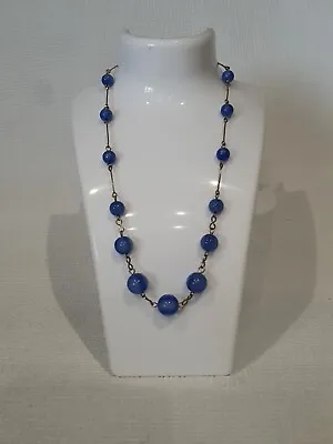 Buy Vintage Art Deco Blue Glass Collar Necklace • 25£