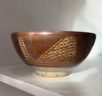 Buy Chris Lewis Heighton Pottery Sgraffito Decorated Brown Bowl • 29.99£