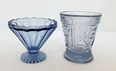 Buy 2 Vintage Blue Glass Dishes/Bowls • 12£
