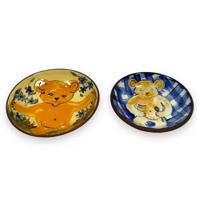 Buy Vintage Bear Bowl Lot Of 2 Gwili Pottery 6.25  & M.S. 5.5  Hand Painted Glazed • 45.51£
