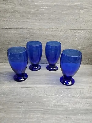 Buy 4 Cristar Lexington Cobalt Blue Footed Goblets Glasses Handblown  • 45.11£