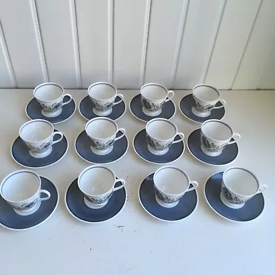 Buy 12 Wedgwood Susie Cooper Glen Mist Bone China Cups & Saucers Blue Floral FO • 15£