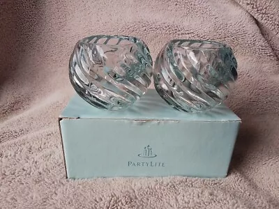 Buy Partylite Illusions Pair Of Swirl Effect Glass  Tealight Votive Candle Holders • 30£