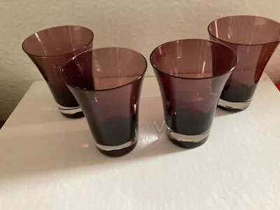 Buy Set Of 4 Amethyst/Purple Hand Made, Heavy Based Drinking Glasses . 37cl . New. • 12£
