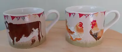 Buy Laura Ashley Mugs X 2 Farmhouse Chicken Cow Cups Coffee Ceramic Tableware • 19.99£