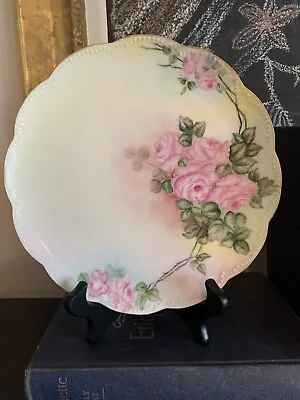 Buy Antique Haviland Limoges Hand Painted Pink Rose 8 3/4 Inch Luncheon Plate • 21.10£