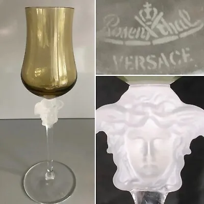 Buy RARE Rosenthal Versace Frosted MEDUSA 8 1/2” GREEN GRAPPA WINE GLASS SIGNED BOX • 200£