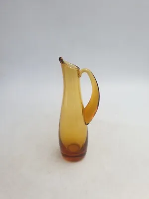 Buy Vintage Small Amber Art Glass Hand Blown Jug Pitcher Ewer • 14.99£