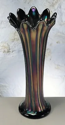 Buy Antique Vintage Northwood 10  Carnival Glass Ribbed Vase  N  Hallmark Amethyst  • 57.90£