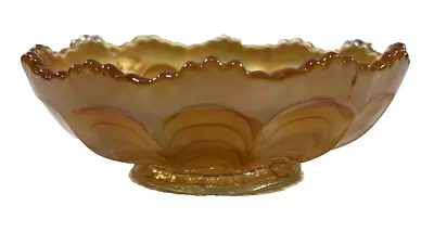 Buy Carnival Glass Amber Lustre Scalloped Edge Bonbon Dish Circa 1910 Gorgeous! • 12.50£