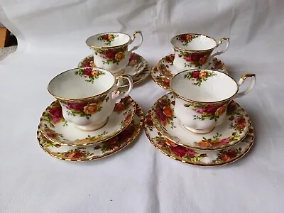 Buy 4 X Royal Albert Old Country Roses Tea Trios Cups Saucers And Side Plates 4 Sets • 40£