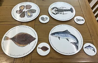 Buy Set Of 4 Richard Bramble /jersey Pottery Round 28cms Placemat+coasters Exc/con • 59.95£