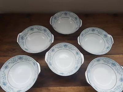Buy Noritake  Blue Hill Contemporary Fine China Cereal Soup Bowl Set X6 Twin Handled • 35£