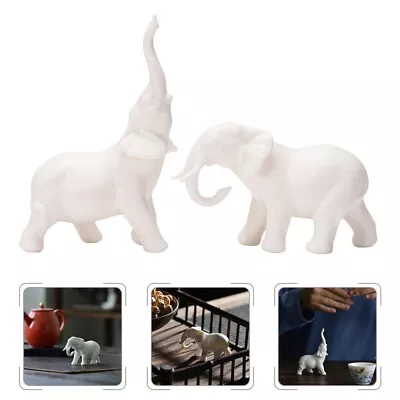 Buy  2 Pcs White Porcelain Elephant Ornament Desktop Adorn Ornaments Miniature • 18.85£