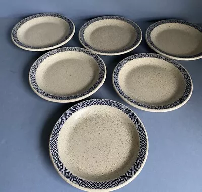 Buy Purbeck Pottery Blue Diamond Set Of 6 Small Plates • 25£