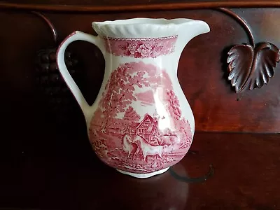 Buy Vintage Adams Pottery English Scenic Pink Water  Jug Or Vase, 16 Cm • 8£