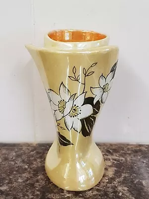 Buy Vintage Burleigh Ware Vase Yellow Lustre Floral Design Organic Shape • 8.50£