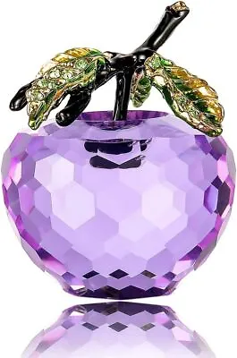 Buy Crystal Apple Figurine Paperweight Home Decoration Handmade Premium Glass Purple • 28.50£