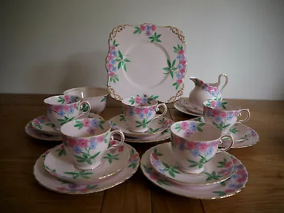 Buy Vintage Tuscan Bone China Porcelain Pink Floral Painted Tea Set • 79.99£
