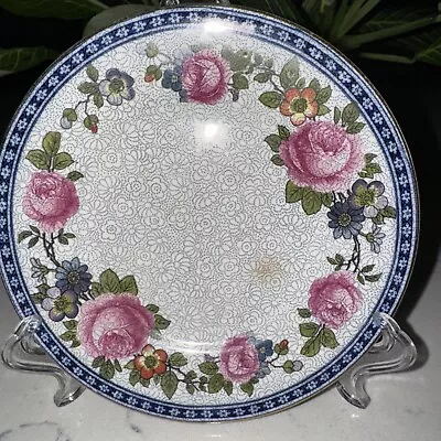 Buy 1 Furnivals 6 1/8” Pink Roses & Blue Chintz Dessert Plate England 1522b • 14.21£