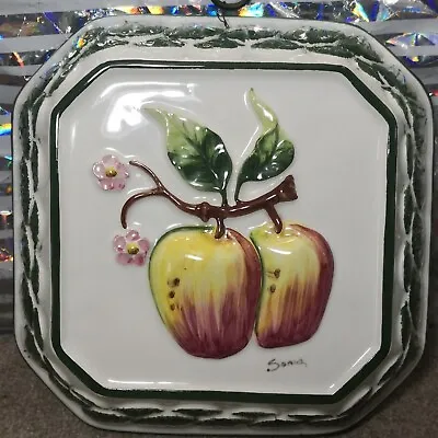 Buy Vintage Ceramiche Italy Hand Painted Apple Fruit Mold Wall Kitchen Decor Hanger • 18.99£