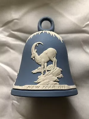 Buy Wedgwood Jasperware - New Year 1983 - Blue Christmas Bell - Goats Design • 10.99£