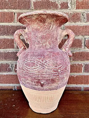 Buy Vintage Handmade Textured Ethnic Primitive Earthenware Rustic Clay Vase 14 Tall • 75.99£