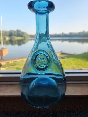 Buy Holmegaard Elsimore Danish Blue Glass Wine Carafe CE Crown Inward Kick Up • 23.62£