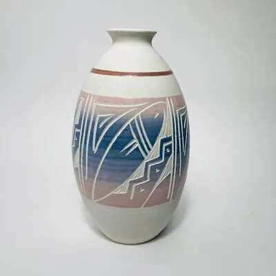 Buy Hand Crafted Mexican Pottery Vase Pastel Southwest 6 1/4  VTG Signed R Gonza • 14.17£