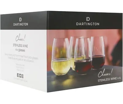 Buy Dartington Stemless Wine Glasses Cheers! Collection 450ml Set Of 4 • 24£