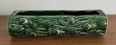 Buy Vintage Dartmouth Pottery Log Effect Vase Planter Posy Trough Green 108 Is 31cm • 14.99£