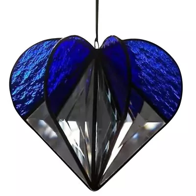 Buy 3D Heart Stained Glass Suncatcher Pendant Ornaments Multi-Sided Heart Pendant • 6.92£